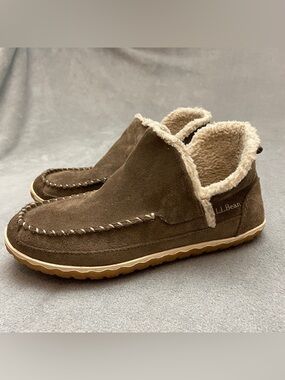 LL Bean Sz 8 Womens Mountain Slipper Suede Boot Mocs Cozy Indoor Outdoor Brown